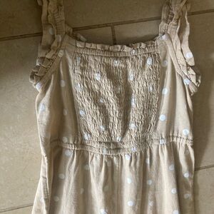 Old Navy Beige Sleeveless Top with White Dots